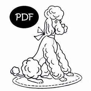 Vintage Poodle Embroidery Patterns- Digital PDF Download - DIY Tea ...