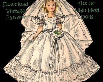 Patrón de ropa para muñecas vintage/retro de 1808 - Muñecas P92 High Hell de 18" Toni, Revlon, Cissy y Sweet Sue Sophisticate - Descarga PDF imprimible