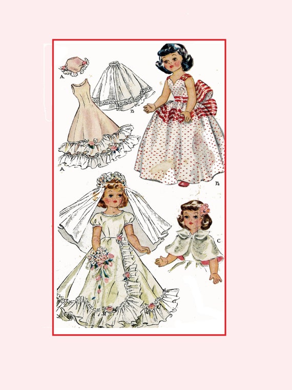 Vtg Doll Clothes Dress Pattern ~ for 19/" 20/" Sweet Sue Toni Cissy Miss Revlon