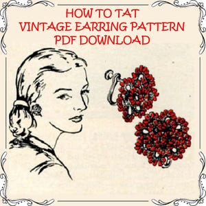 5301 MODELLO vintage per chiacchierino per orecchini a forma di fiore con perline tratto dal PDF Workbasket degli anni '50, download immediato