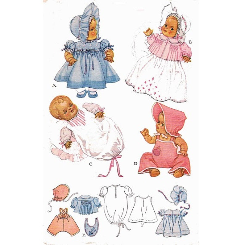 1657 Vintage Doll Clothes Pattern 13 inch Baby Dolls