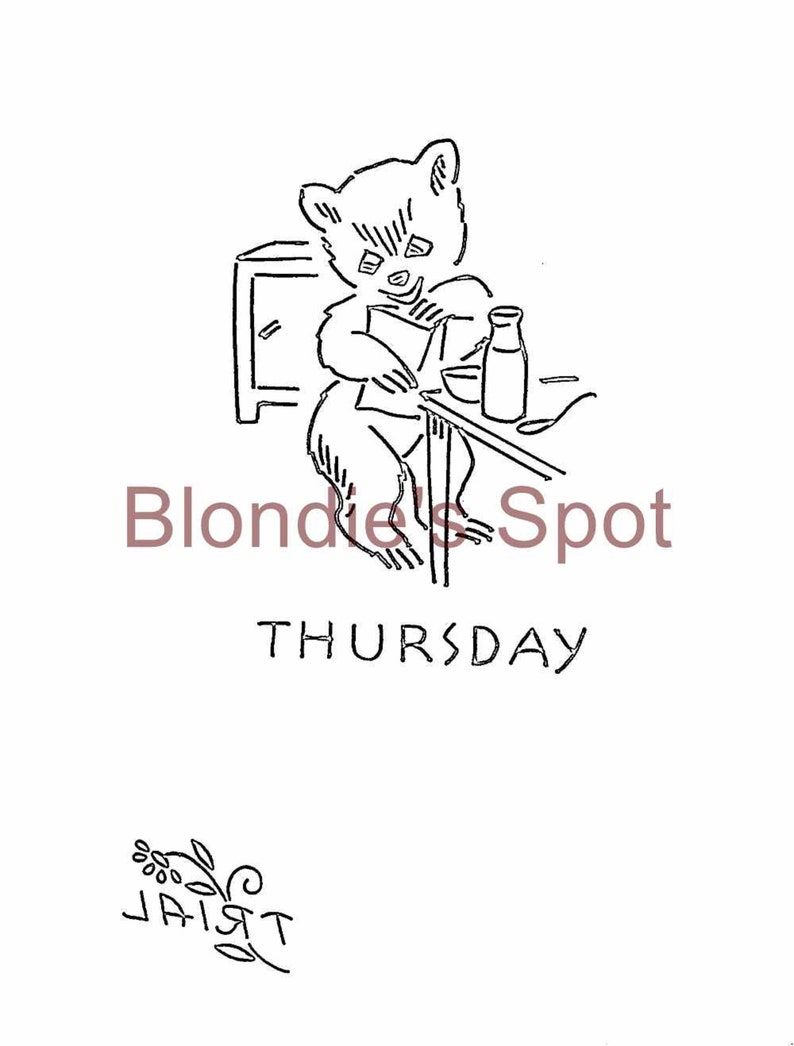 Busy Bears for Days of the Week Kitchen Dish Towels 2468 Digital PDF ...