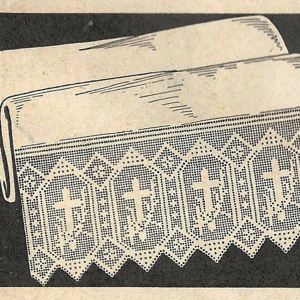 Altar Cloth Lace Crochet PATTERN 5901 Beautiful Crosses in Filet crochet taken from 1959 Workbasket changed in to PDF instant download