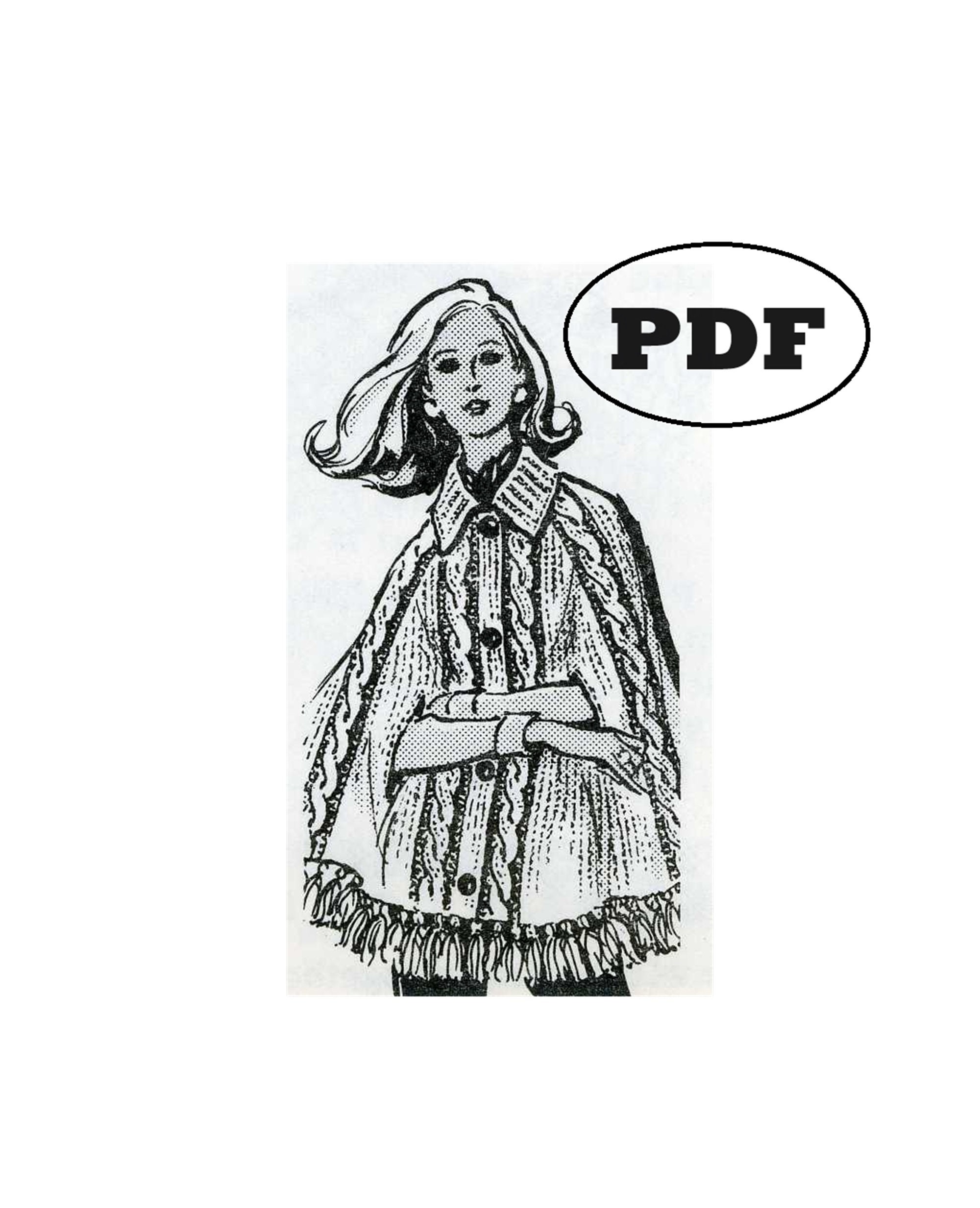 Vintage / Retro Knitting PATTERN - 556 Ladies Cape Cable