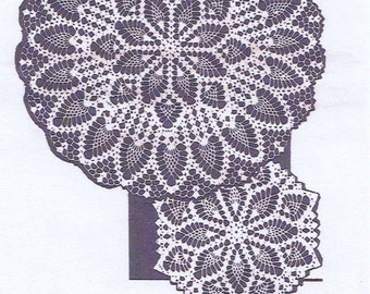 Vintage Crochet PATTERN 877 Two matching Doilies in 3 sizes PDF instant download