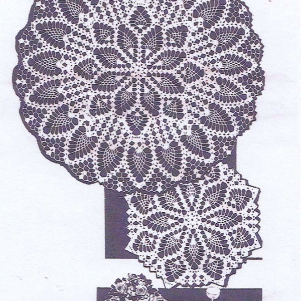 Vintage Crochet PATTERN 877 Two matching Doilies in 3 sizes PDF instant download