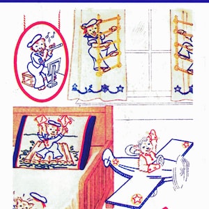 Military Sailor Bear Plane raft rope ladder for Children Digital Hand Embroidery 2599 all in PDF instant downloads