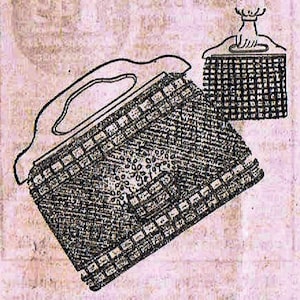 1940s Knit PATTERN a Knitted hand bag with embroidery design taken from 1948 Workbasket PDF instant download