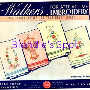 30s Digital Hand Embroidery 733 Floral Guest Towel motifs, Sprays of Flowers for Clothing Kerchiefs Doilies Tea Cloths image 3