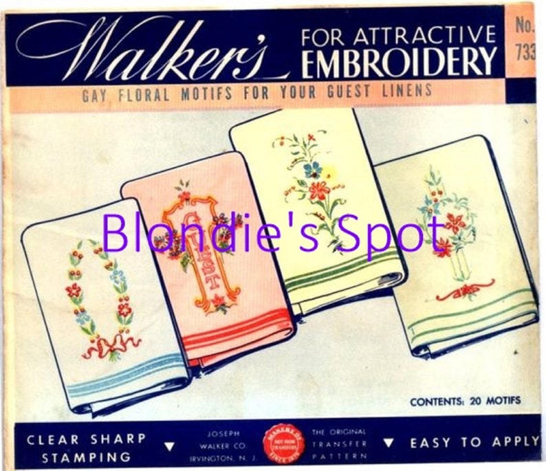 30s Digital Hand Embroidery 733 Floral Guest Towel motifs, Sprays of Flowers for Clothing Kerchiefs Doilies Tea Cloths image 3