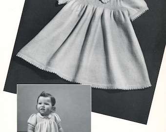 Vintage Knitting PATTERN B1 550 Knit baby dress size 1 2 3 1950s PDF file instant download