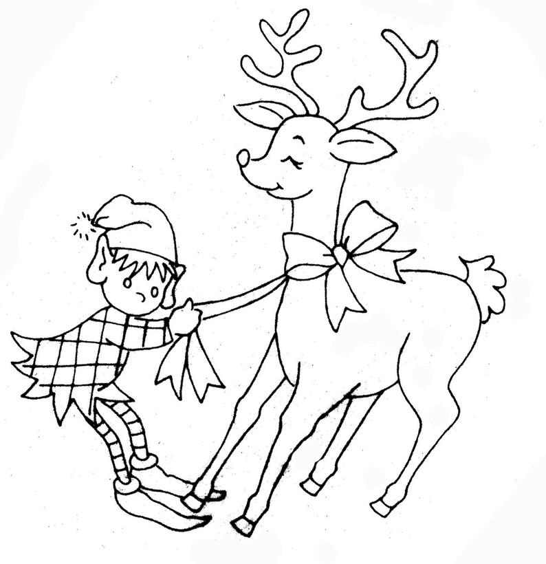 3857 Holiday Elves Hand Embroidery Pattern for Towels 1940s Etsy