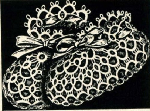 Tatting PATTERN for Tatted Botties Baby Shoe 6 months taken from 1950…