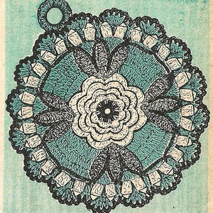 Rose Potholder Crochet PATTERN from a 1955 Workbasket a Charming Kitschy item changed to PDF instant download