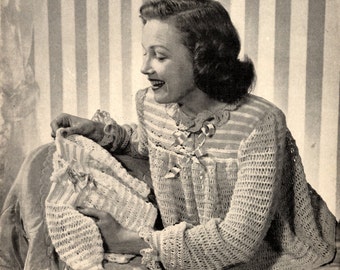 1940s Bed Jacket PATTERN Matching for Baby & Mother in Knit # 4801 PDF format Instant Download