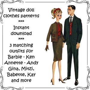 Vintage Doll Clothing pattern 2519 for High Heel Teen model dolls Barbie, Ken, Annette, Gina, Mitzi, Babette, Kay - PDF Printable Download