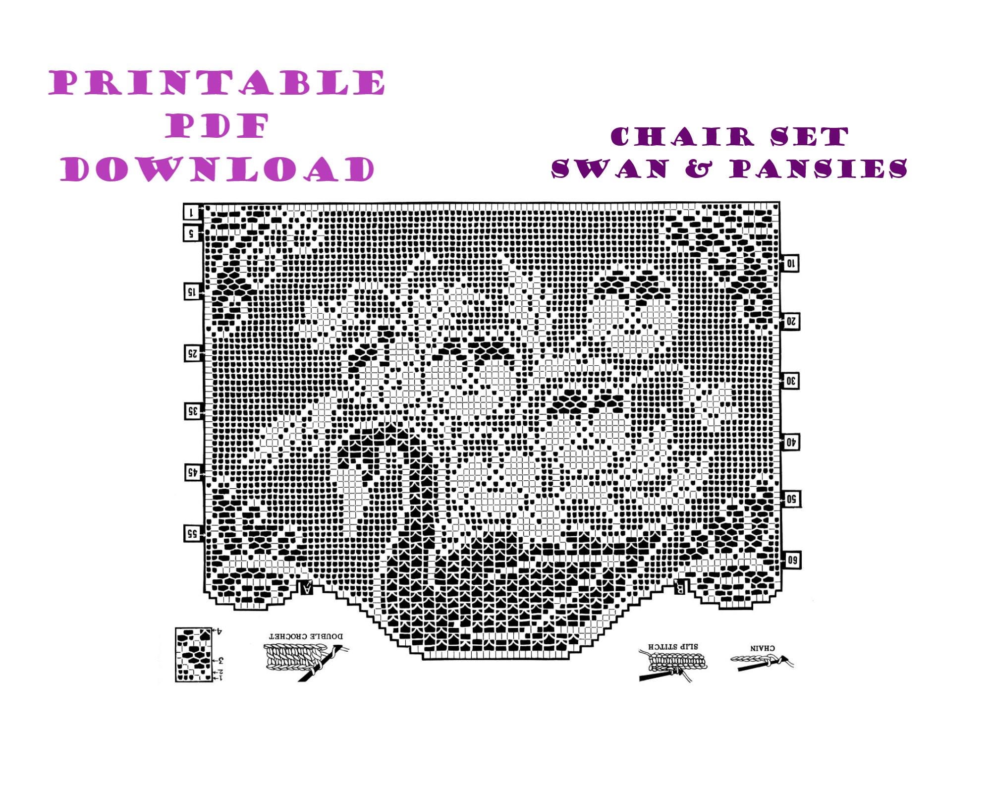 Vintage / Retro Filet Crochet pattern 7115 Swan & Pansy