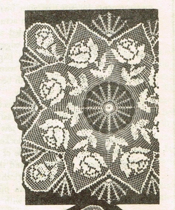 Old Crochet Pattern Design 7069 Tv Cover Square Doily 3 Etsy