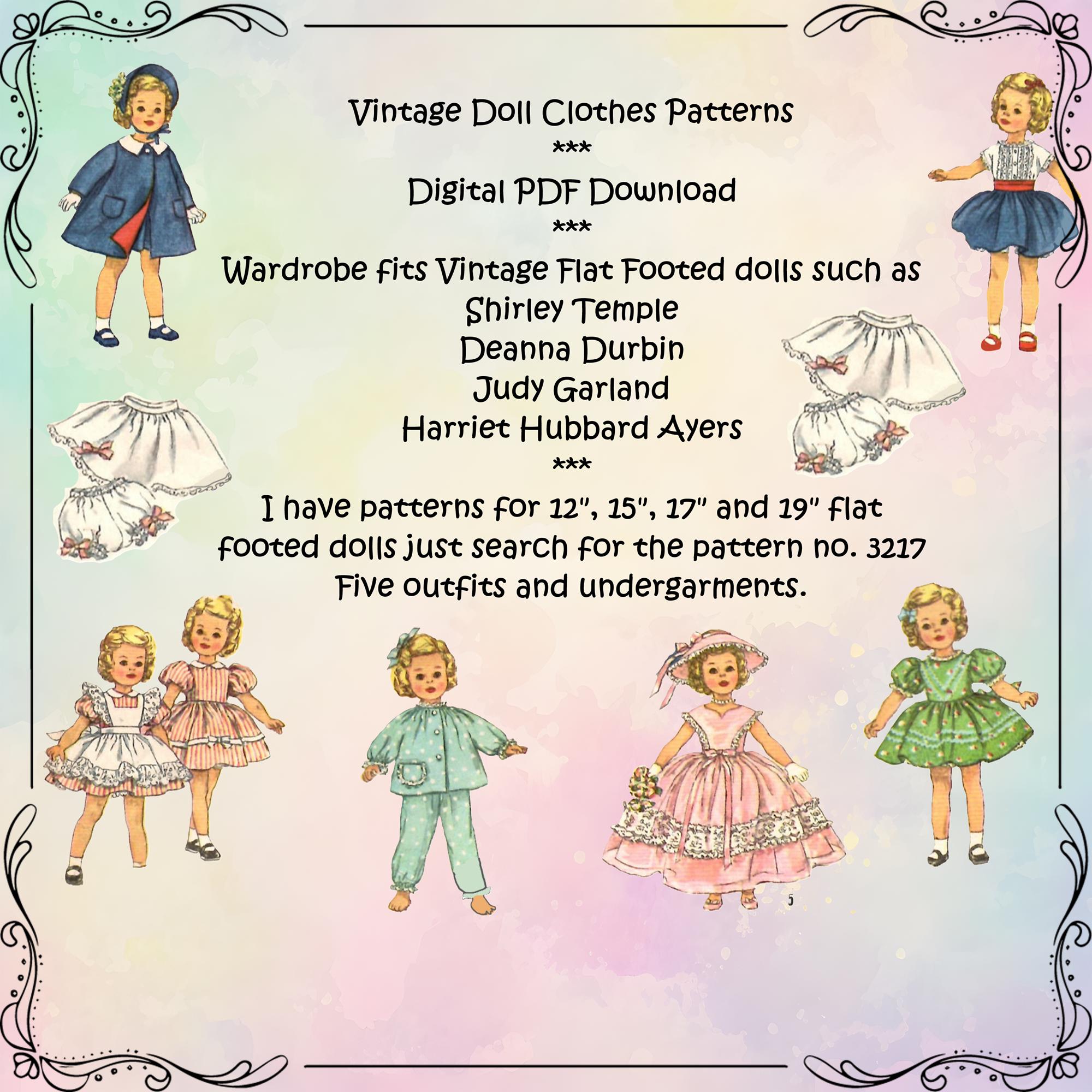 シャーリー テンプル人形の服の型紙は 12 インチの女の子の人形に