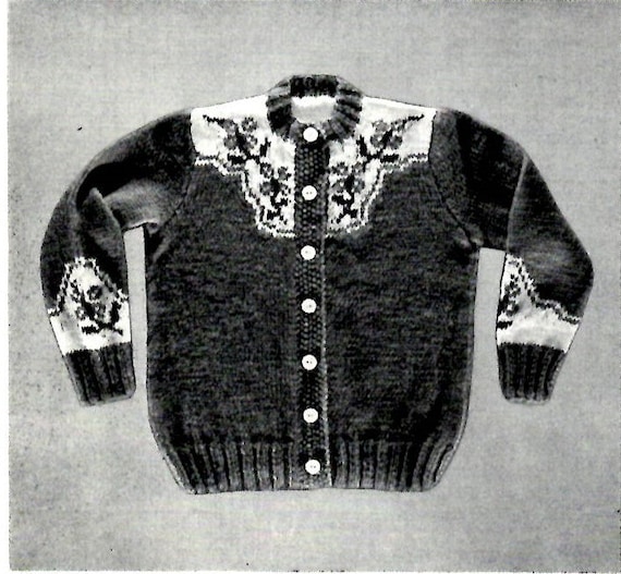 Prairie Flower Sweater Knitting PATTERN Western Cowboy Pullover Size Children 4 PDF Instant Download Etsy Ireland