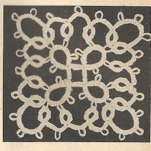 Tatting PATTERN 0367 Lovely square insert use for Tablecloth Runner Towels Doily 1960s Workbasket  in  PDF File  Instant Download