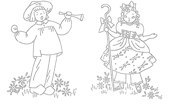 Vintage 50s Embroidery pattern ~ Bunnies /& Teddy Bears doing chores