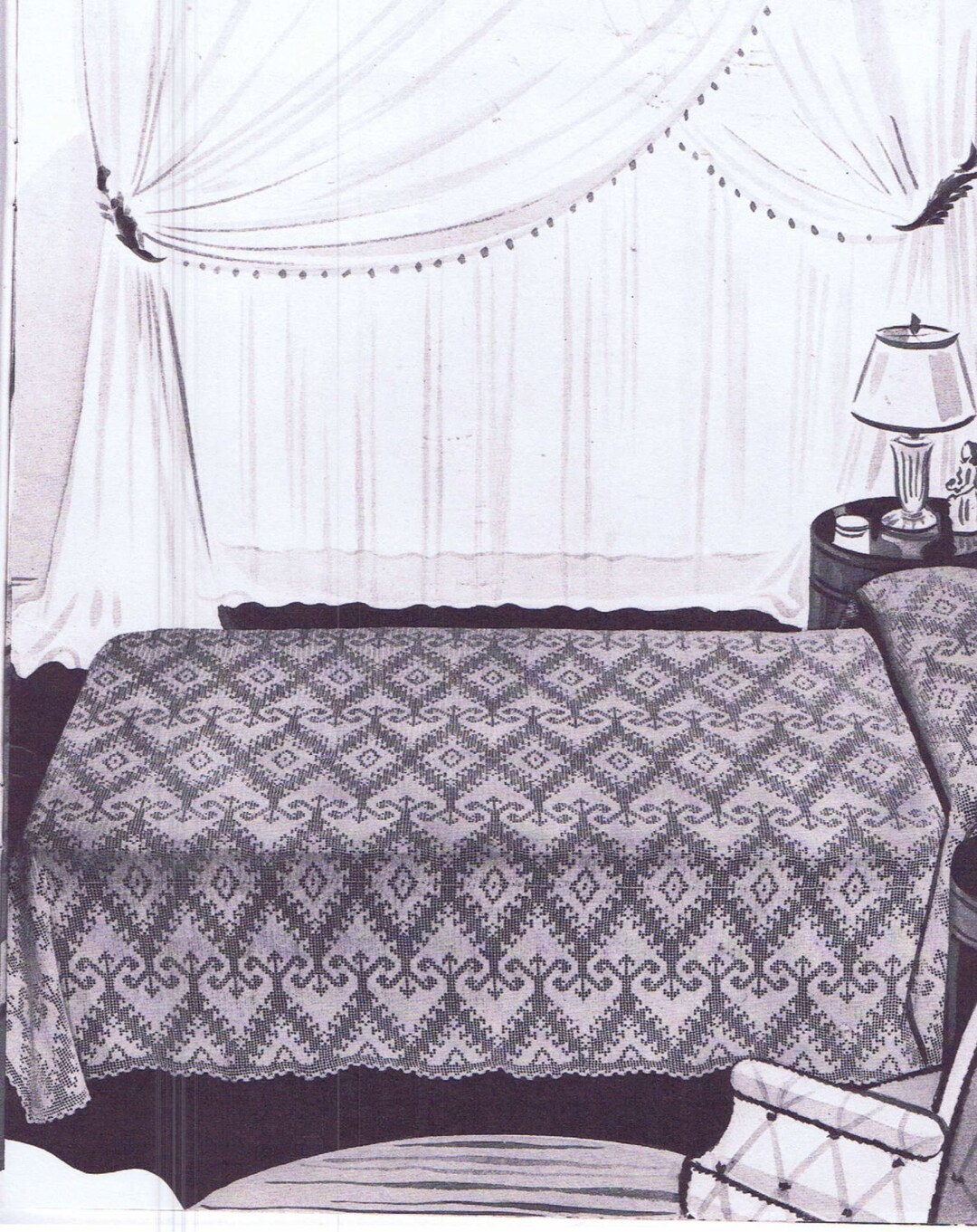 Vintage Crochet PATTERN for Bedspread 6016 Heirloom Strips to Make a ...