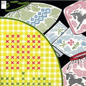 Broderie numérique à la main au point de croix pour carreaux vichy 622 noeuds de cheval fleurs pomme orange PDF téléchargement immédiat