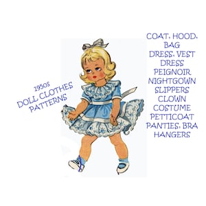 Charming Vintage Doll Clothes Patterns for 9&quot; - 10&quot; Ginny Dolls - Printable PDF Download - Alexander-Kins, Muffie, Lingerie Lou, Daily Dolly