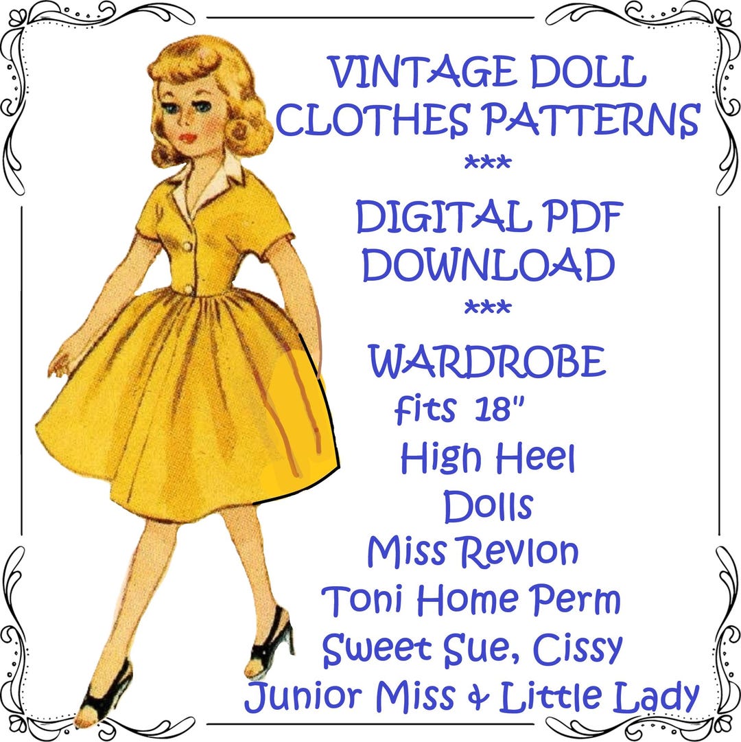 Patrón de ropa para muñecas 2342 para Revlon Toni Sophisticate Cindy Missy  Junior de 18\, image size:1080x1081