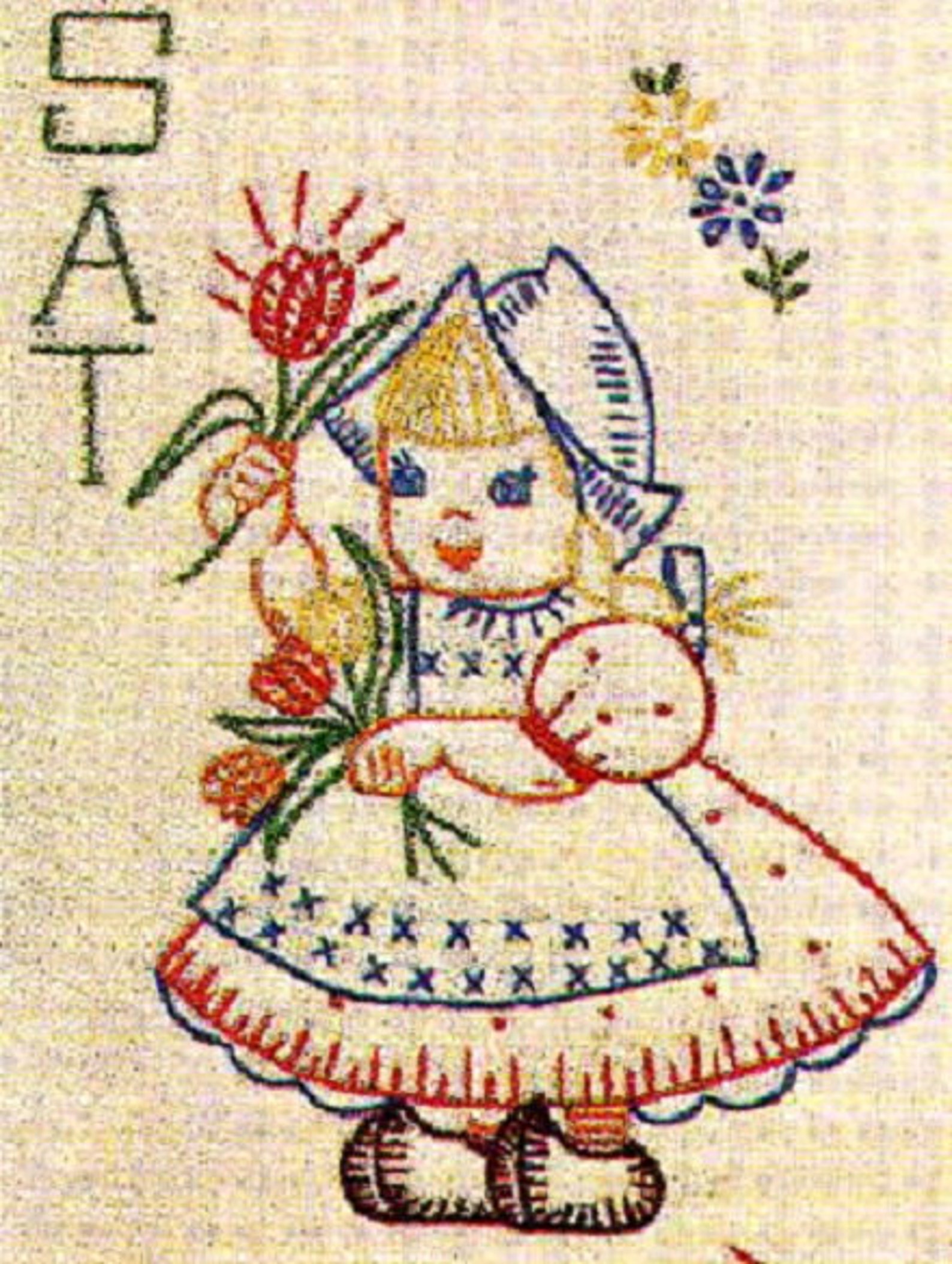 Hand Embroidery Pattern 7425 Dutch Girls for Days of the Week Towels ...