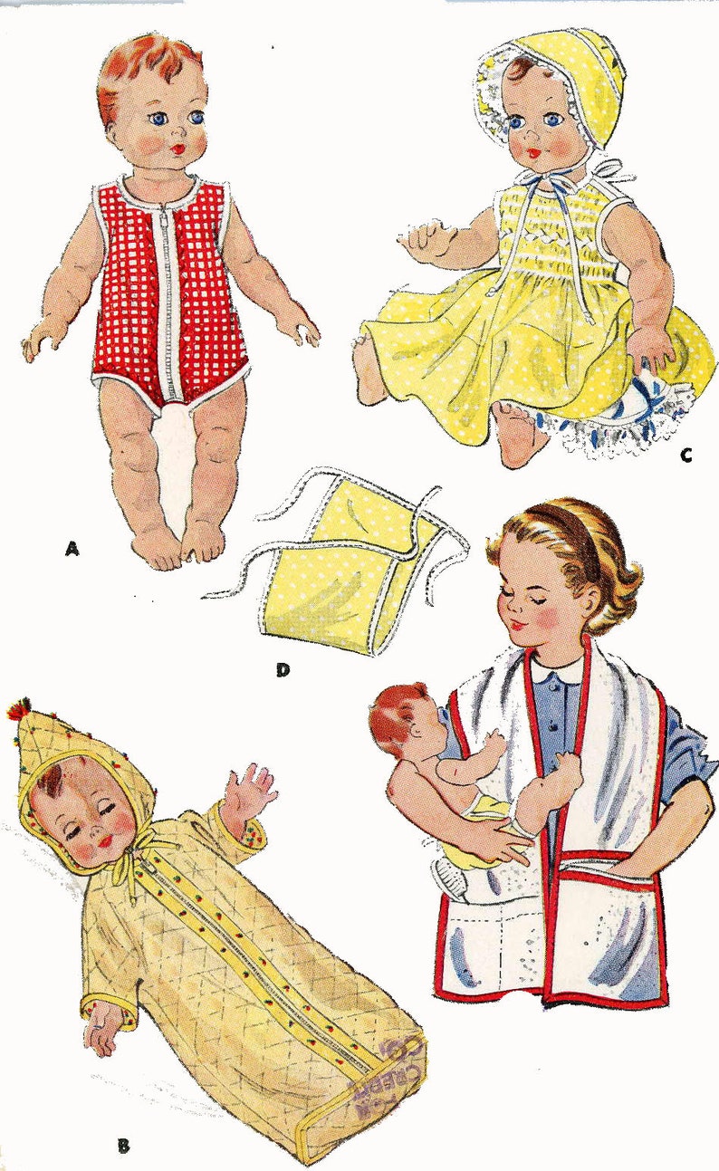 1657 Vintage Doll Clothes Pattern 13 inch Baby Dolls