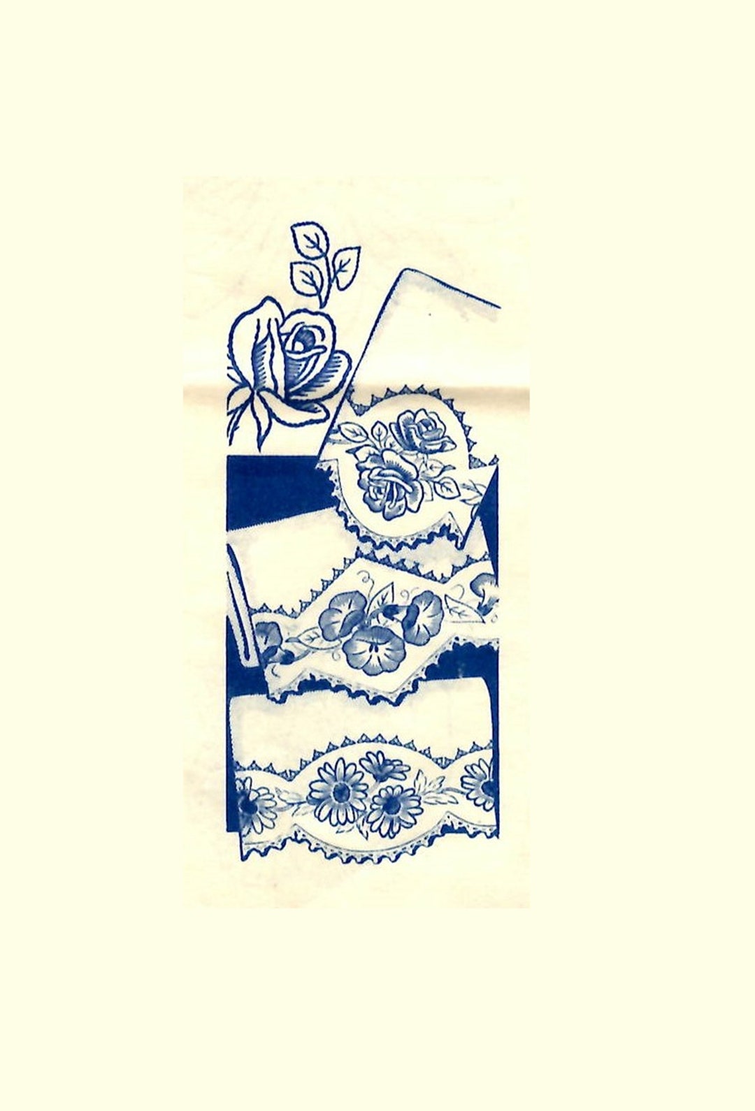 Vintage Hand Embroidery in DIGITAL Format 7155 Roses Morning Glory