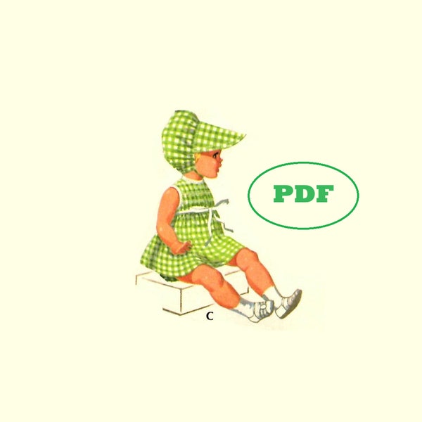 Vintage Puppenkleidung Schnittmuster - PDF Download - 2157 für 17" 20" Baby 1st Step Li'l Miss Fussy Ruthie Nachthemd Nachthemd Robe Coat Bonnet Dress Vest