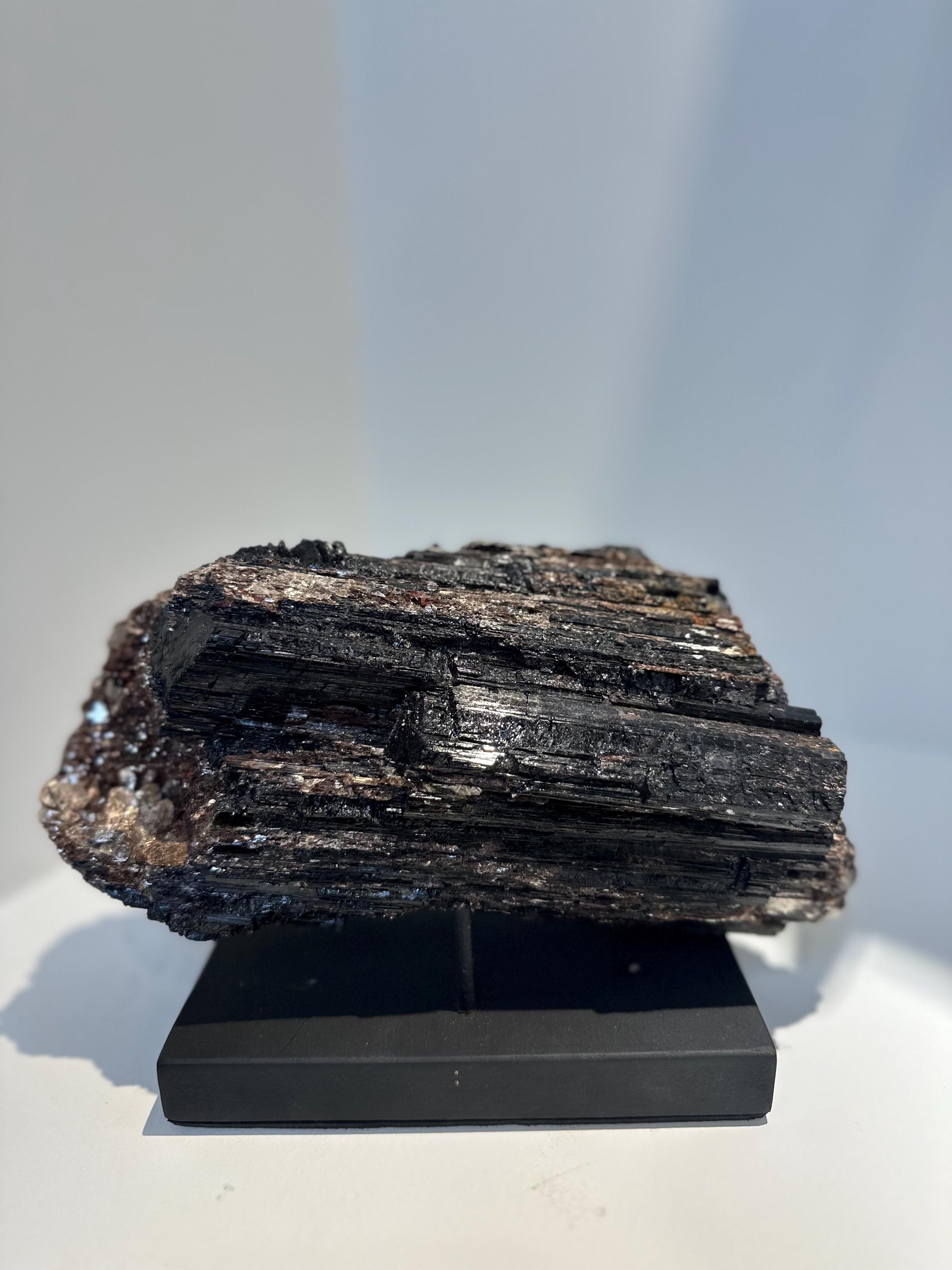 Large Black Tourmaline with Mica Log (comes with stand)