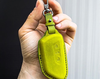 VOLKSWAGEN Passat Golf Polo Cupra MK Leather Key Fob Case - VW Key Fob Cover - Handmade Leather Keychain Holder Shell Protector