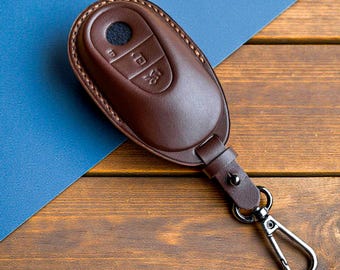 Mercedes AMG Leather Key Fob Case for C E S G A Cla Gla Glc Gle Class – Handmade Nappa Leather Smart Key Cover