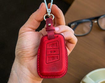 SKODA - Superb Octavia Karoq Kodiaq Leather Key Fob Case Holder - Key Fob Cover Protector, Personalized Handmade Leather Keychain