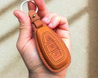 FORD Focus B-C Max- Mondeo- Kuga- Fiesta  Leather Key Fob Case-  Key Fob Cover/ Handmade Leather Key Holder/Protector Keychain