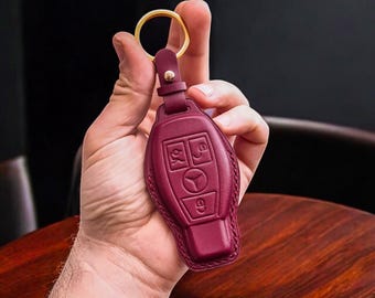 Mercedes Benz AMG S/E/C 63 Leather Key Case – Personalized Key Fob Cover – Handmade Car Key Holder
