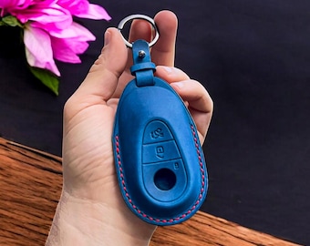 New Mercedes /C/S/E/G/A Class, Leather Key Fob Case Smart Key Cover Protector, Personalized Handmade Keychain Holder