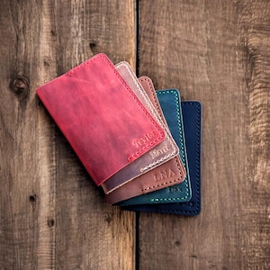 Passport Leather Organizer Case- Custom Text- Car Logo Travel License Leather Cover Holder- Personalized Handmade Insurance Wallet Gift