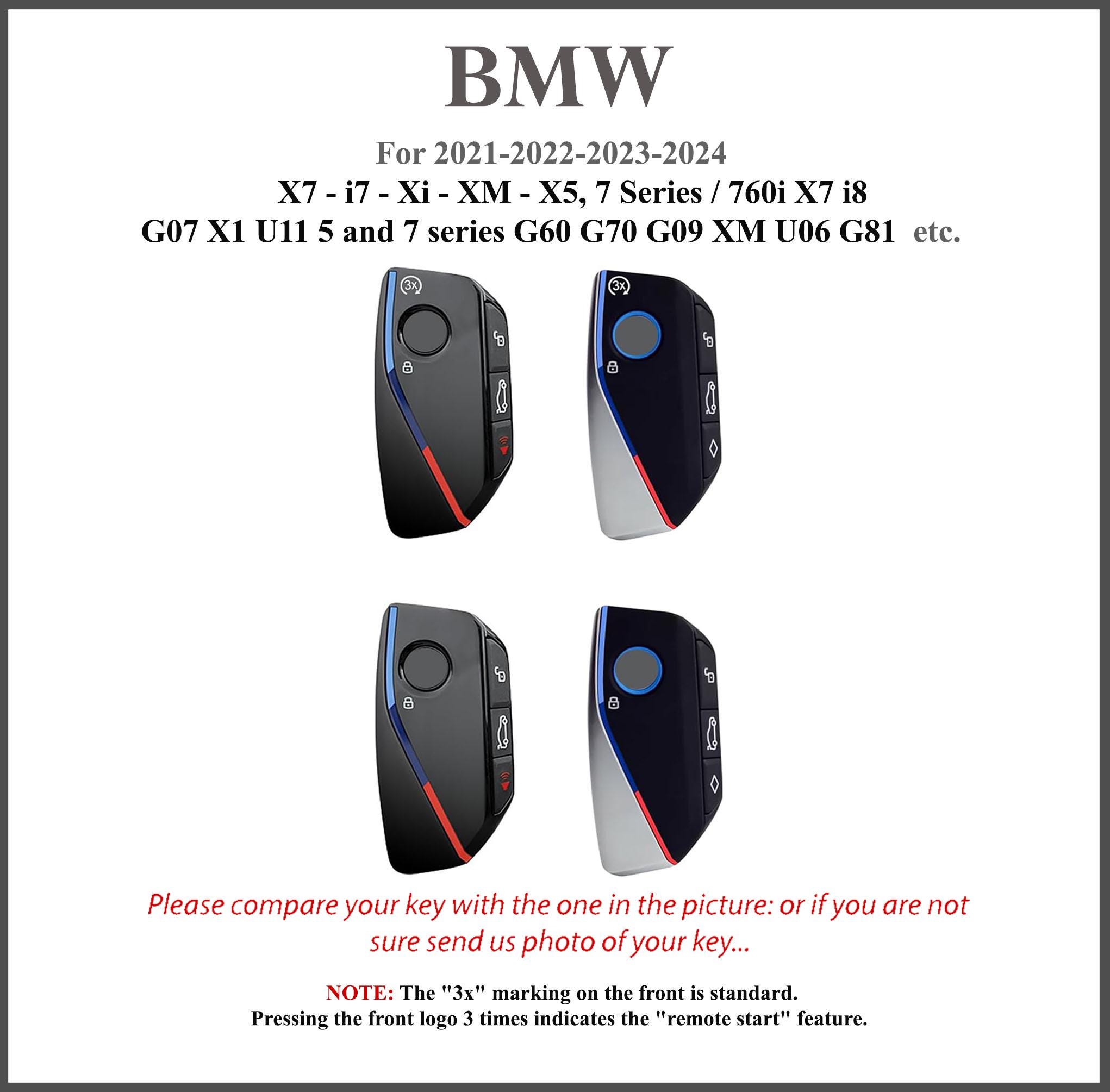 Custodia In Pelle Per Portachiavi BMW Serie 7, X7, IX, XM 2023 – Cover Con Portachiavi, Antigraffio, Nero