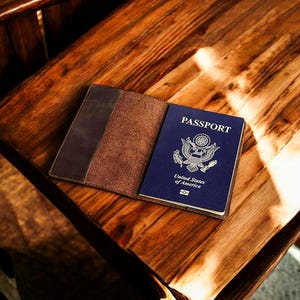 Passport Leather Organizer Case- Custom Text- Car Logo Travel License Leather Cover Holder- Personalized Handmade Insurance Wallet Gift