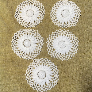 5 Vintage Crochet Lace Round Doilies