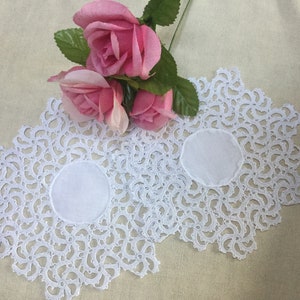 2 Antique Linen Round Doilies with a Lace Edge