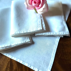 4 Vintage Handmade White Linen Napkins Sustainability Sustainable Recycle reuse