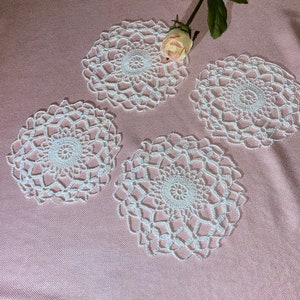4 Vintage Crochet Lace Round Doilies