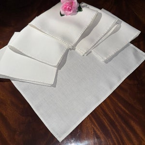 6 Vintage Handmade White Linen Napkins Sustainability Sustainable Recycle reuse