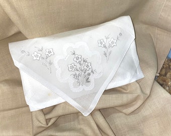 Handmade White Sachet with Embroidery and filled with lavender buds. Housewarming gift Bridal Party Hostess Gift